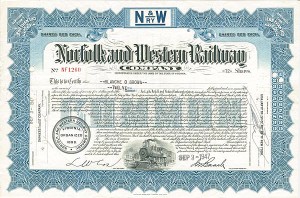 Norfolk and Western Railway Co. - Stock Certificate